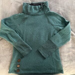 Prana Women's Sea Foam Green Sweater with Button Detail
